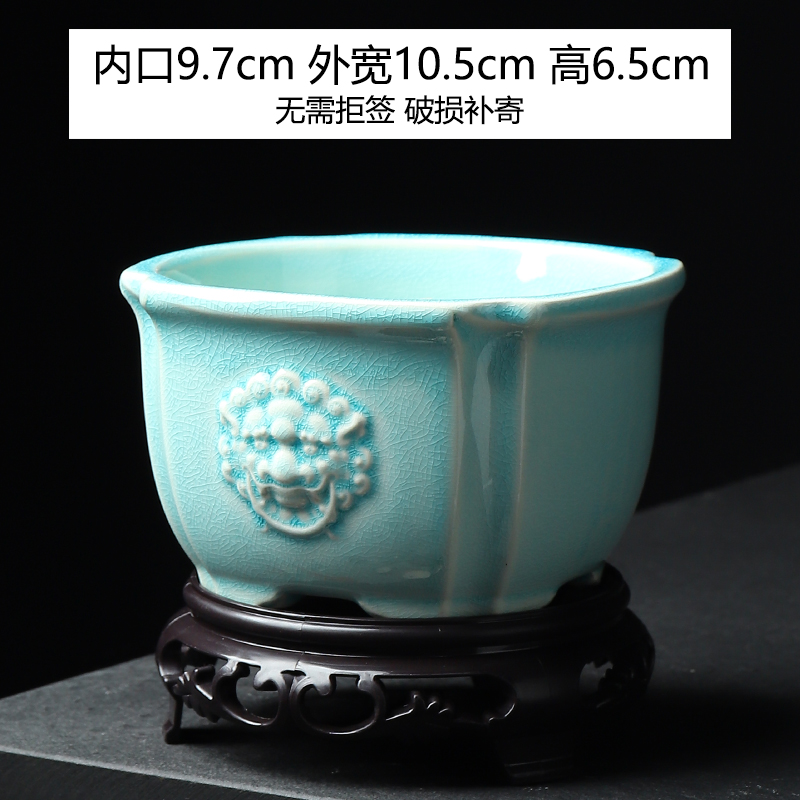 菩陶堂143陶瓷花盆新中式室内盆景花盆家用高端透气带底座陶瓷盆