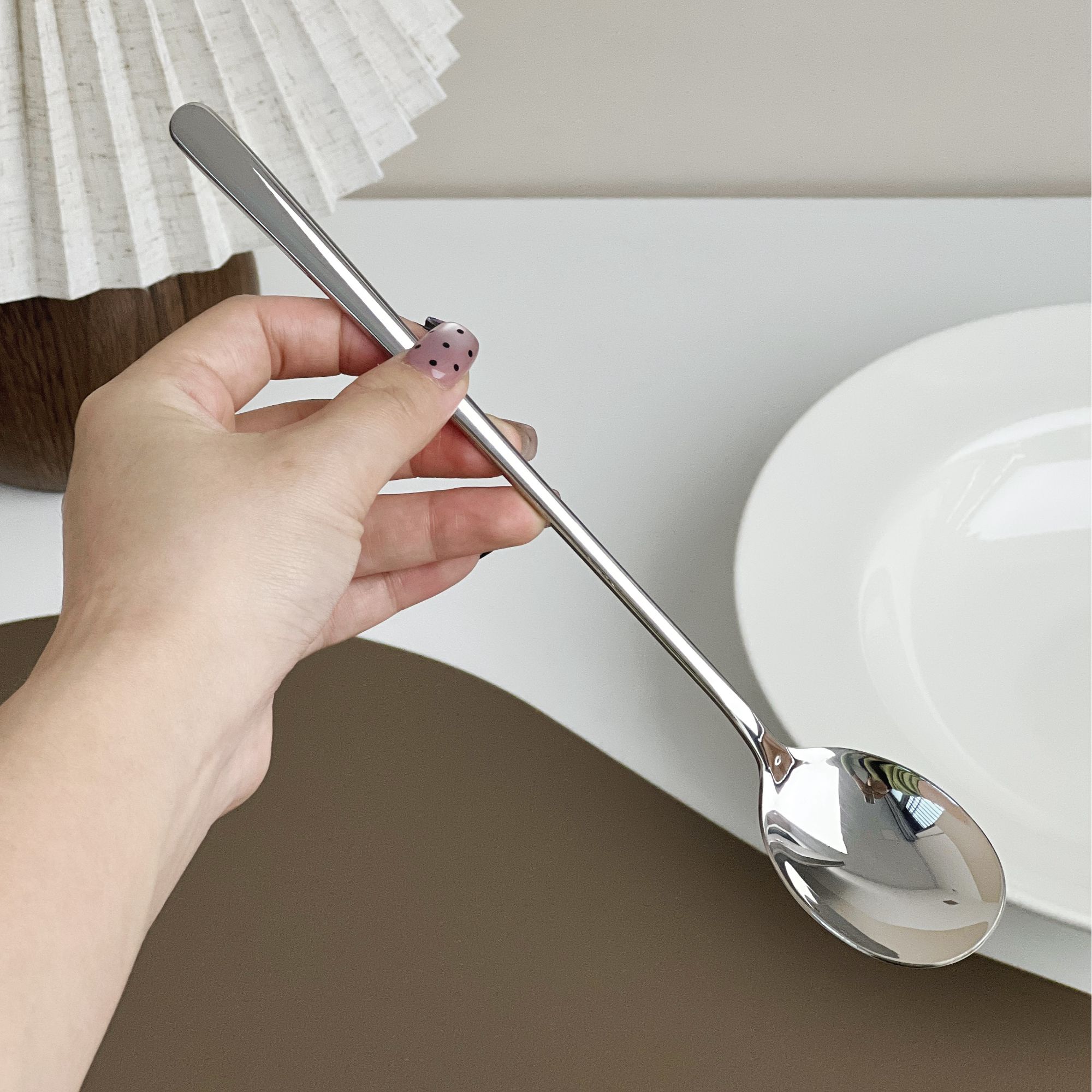 18/10加长柄咖啡燕麦勺 韩式搅拌燕麦精致加长加厚ins家用汤匙勺