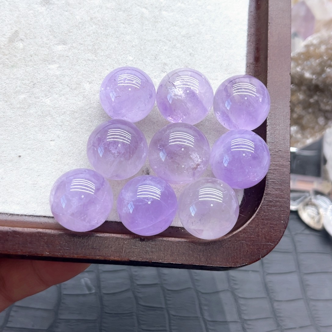 水晶未镶嵌珠宝半成品21 玻利维亚紫水晶球18-19mm