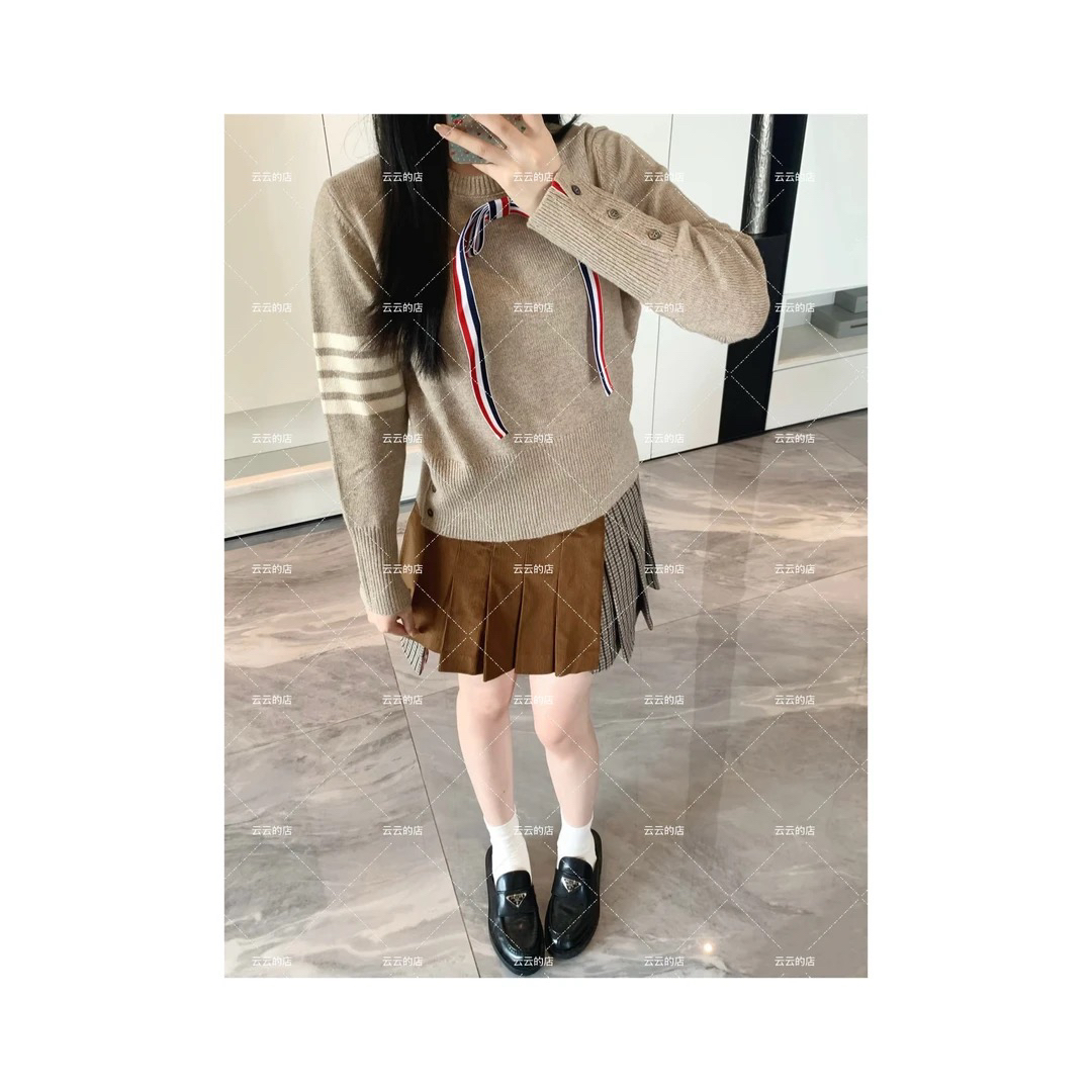 云云定制〰️卡其姜饼人同款可拆卸蝴蝶结针织毛衣