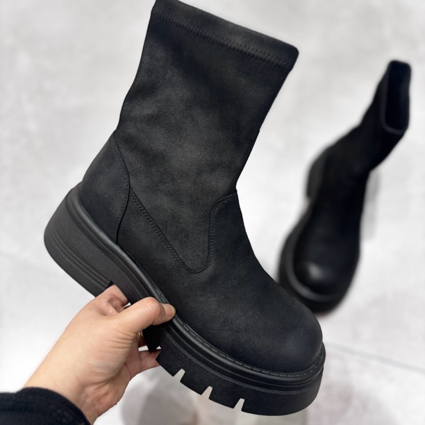 玛莎玛索MSMS80-193春秋中筒百搭英伦风短靴休闲女靴厚底袜靴