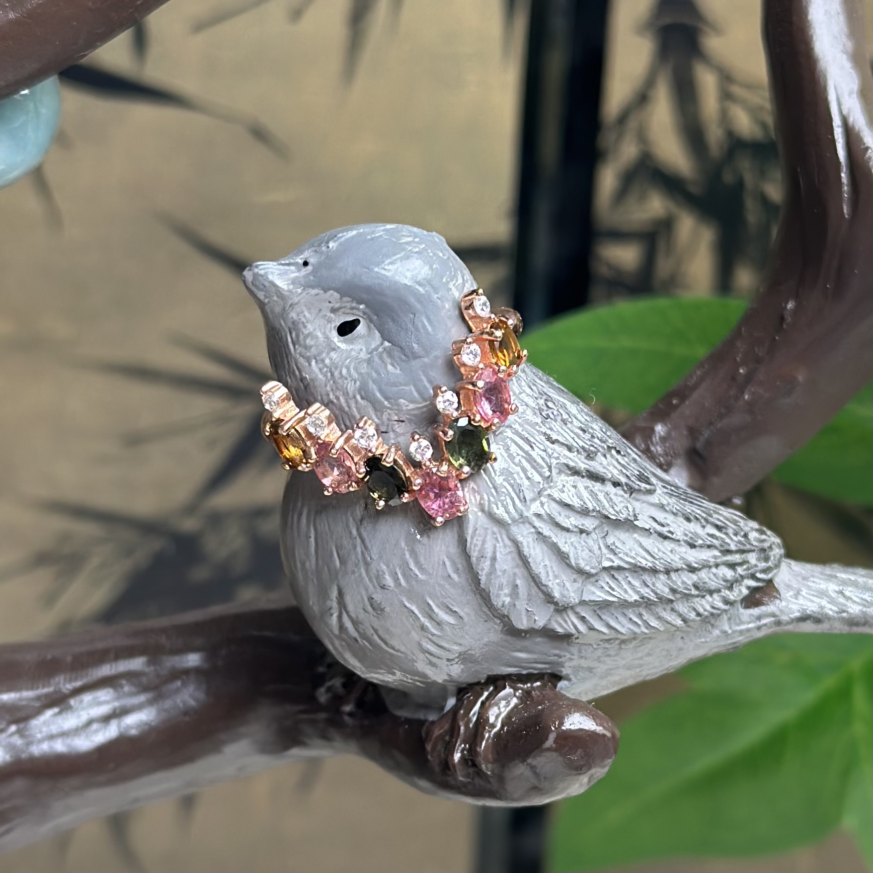 【671】天然碧玺V形设计款戒指