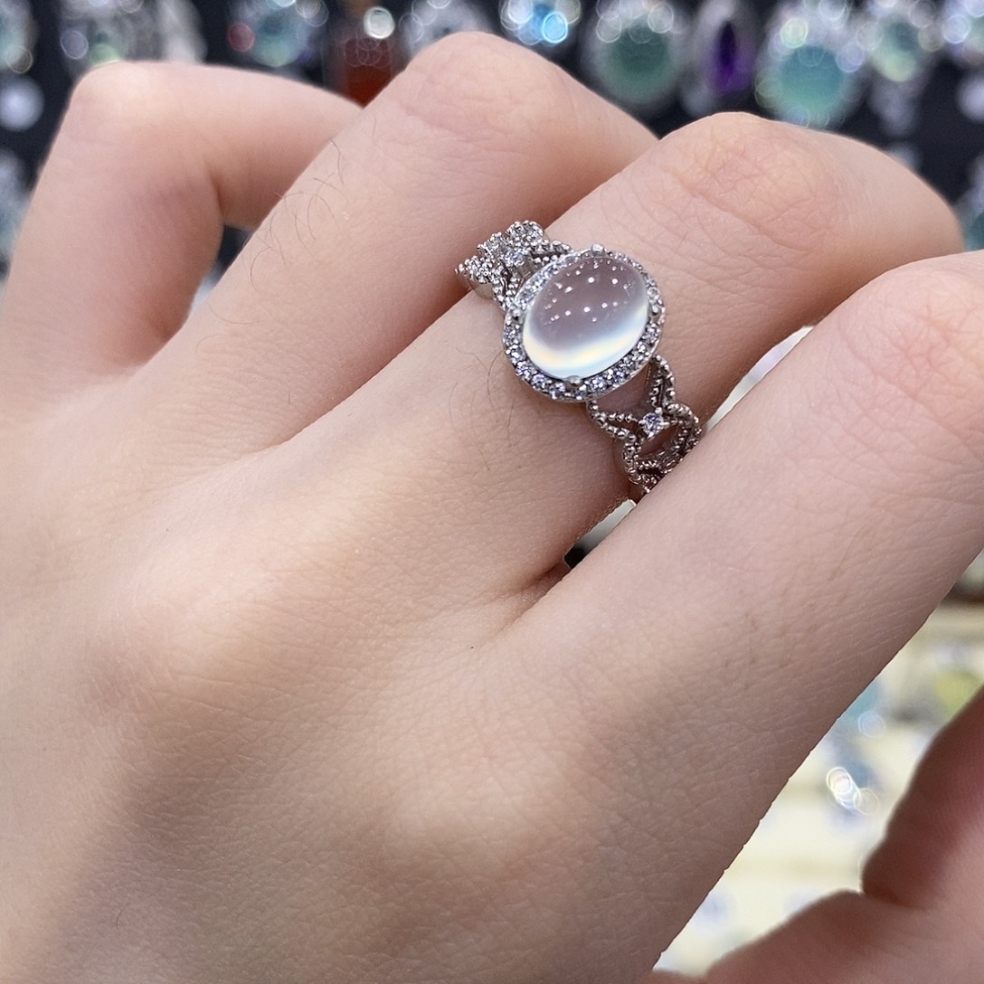 蛇纹石玉银S925镶嵌戒指