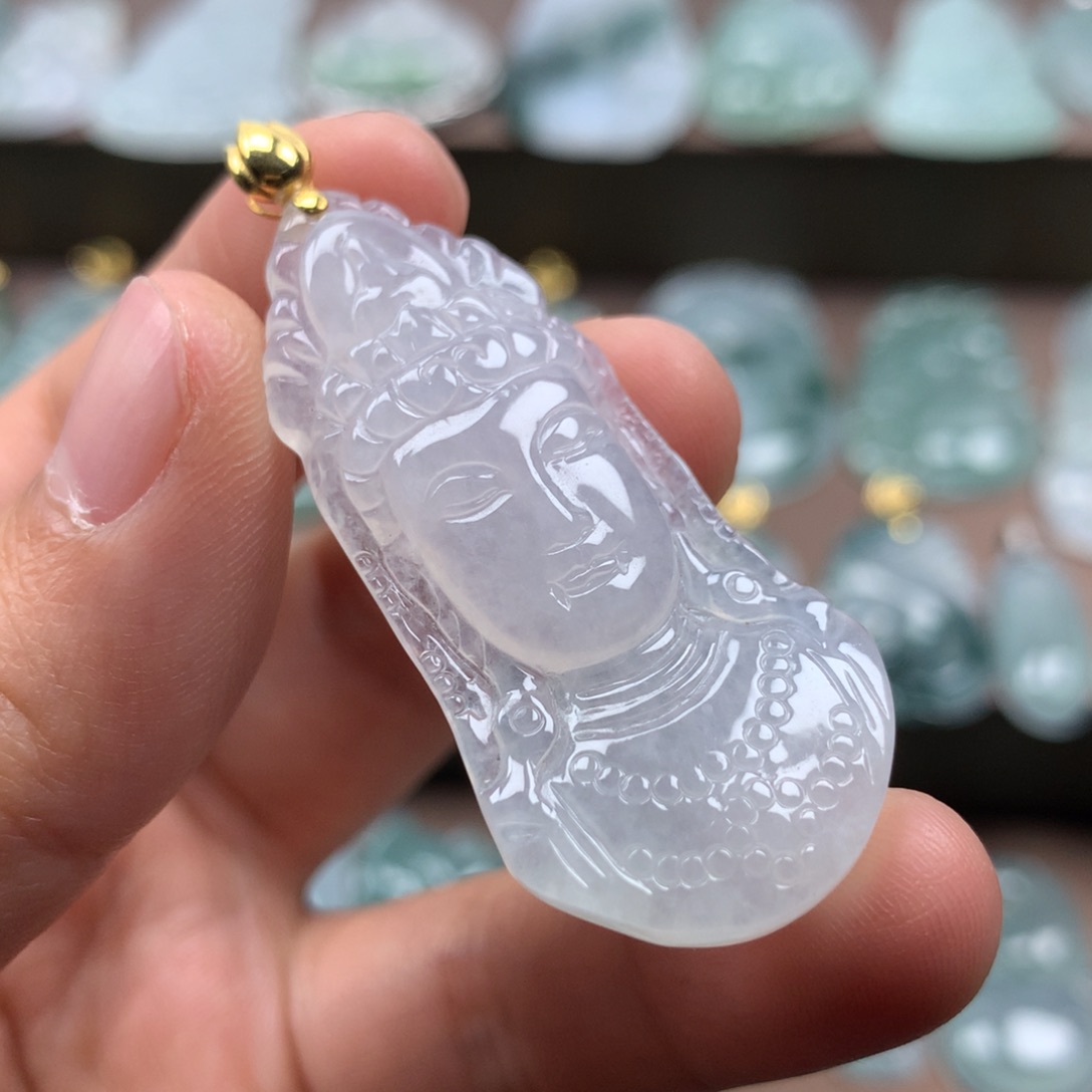 颈饰18K金镶嵌翡翠天然翡翠