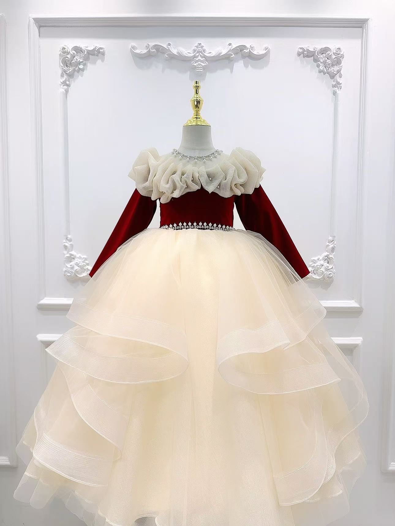 礼服小女孩公主风演出服生日晚礼服女礼服洋气公主裙花童裙子