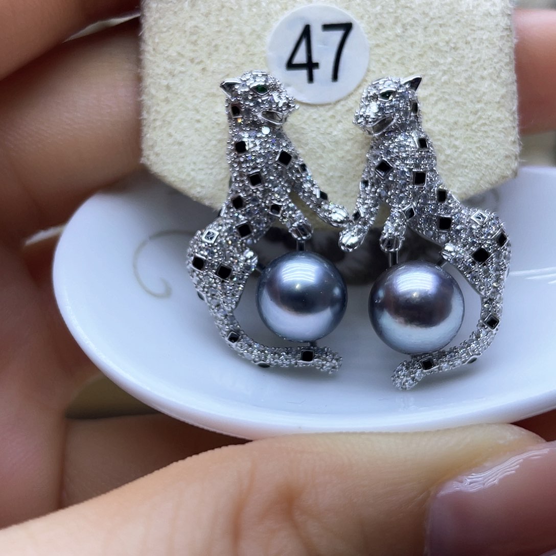 海水珍珠耳饰银S925镶嵌