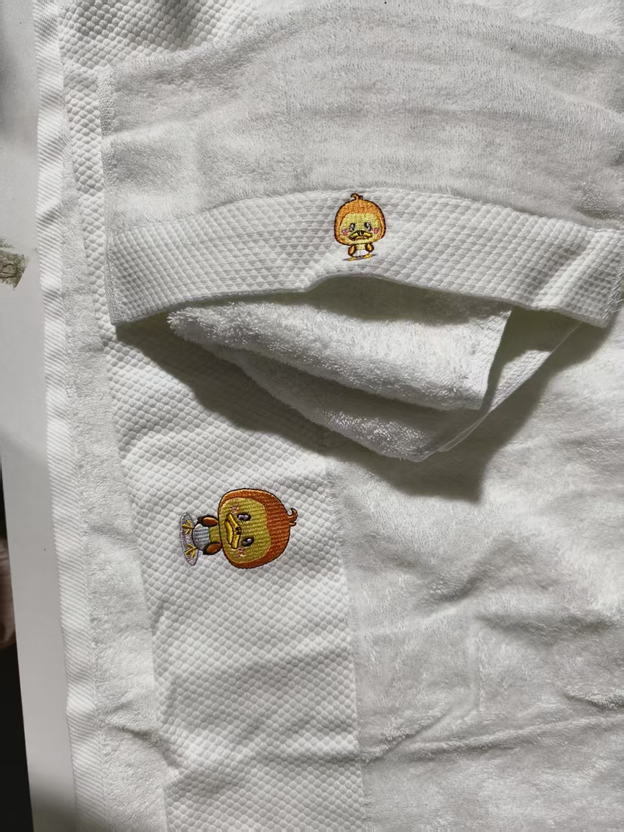 高品质纯棉浴巾三件套柔软不掉毛卡通刺绣吸水重工