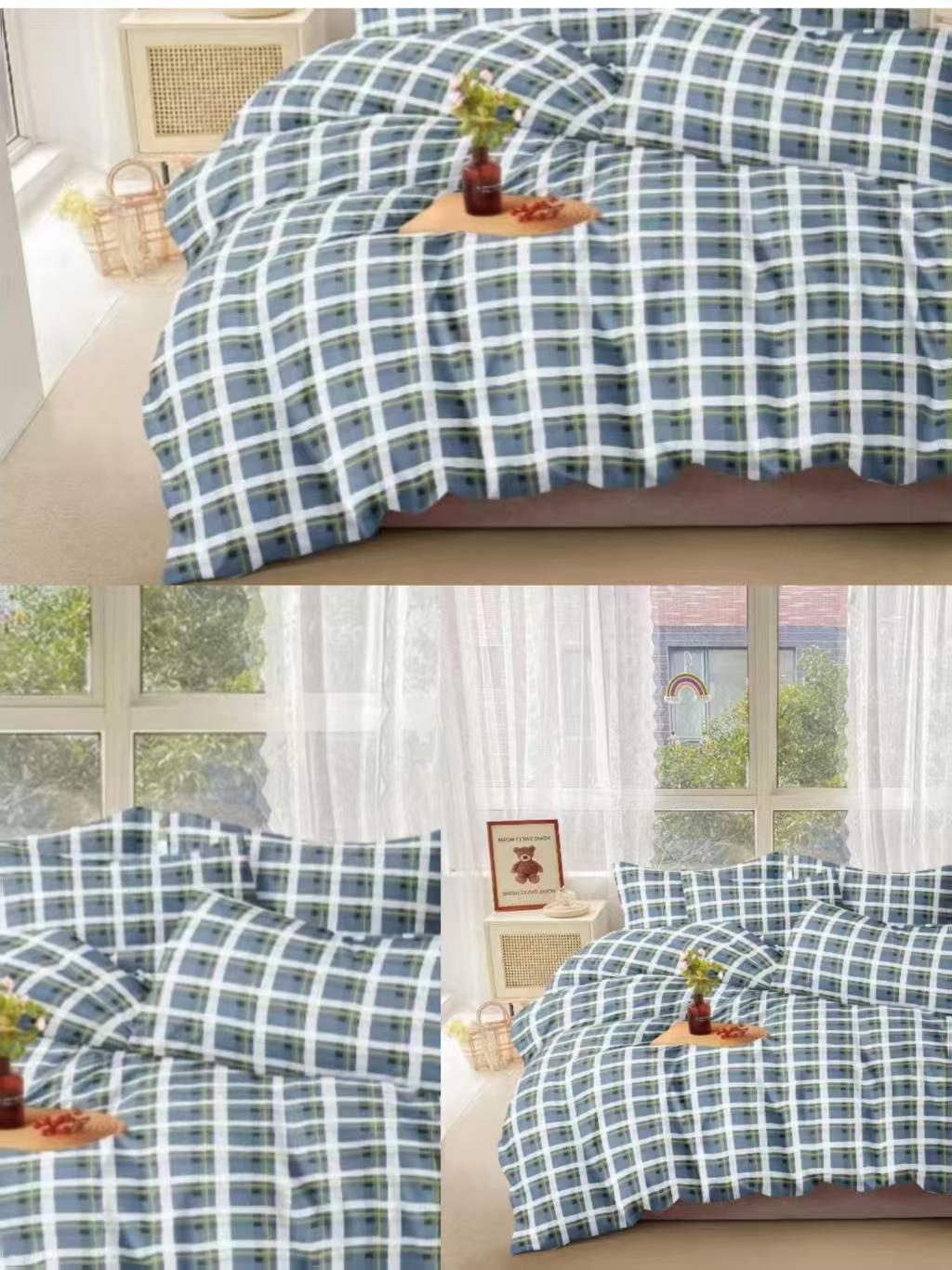 【灰蓝格单人被罩】 1.5*2米单人被  柔软舒适