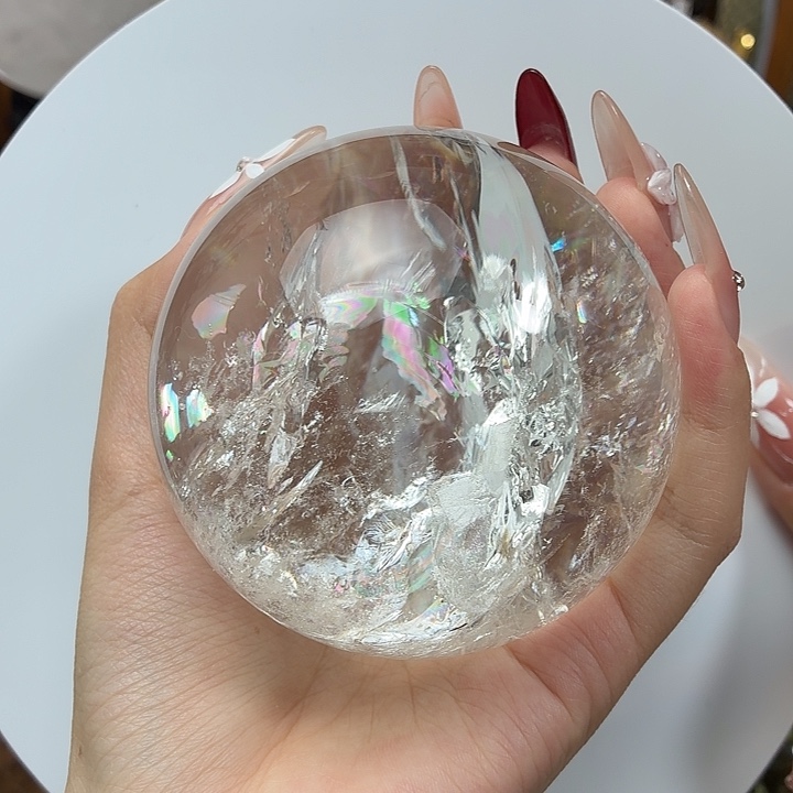 *****珠宝半成品水晶未镶嵌晶中晶爆彩81.1mm