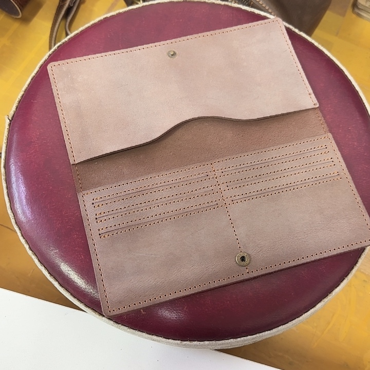 真牛皮雾蜡皮长款钱包