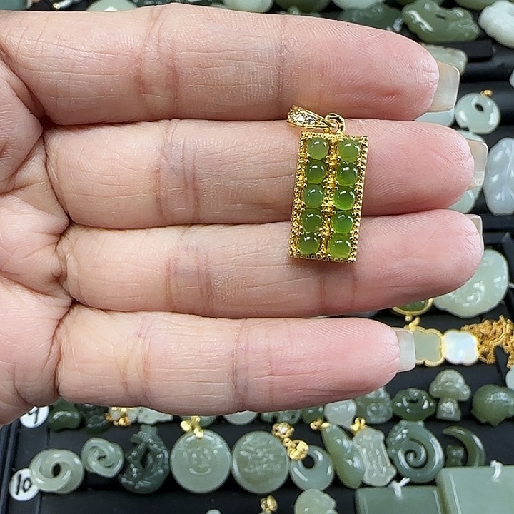 和田玉银S925镶嵌吊坠(不含链)