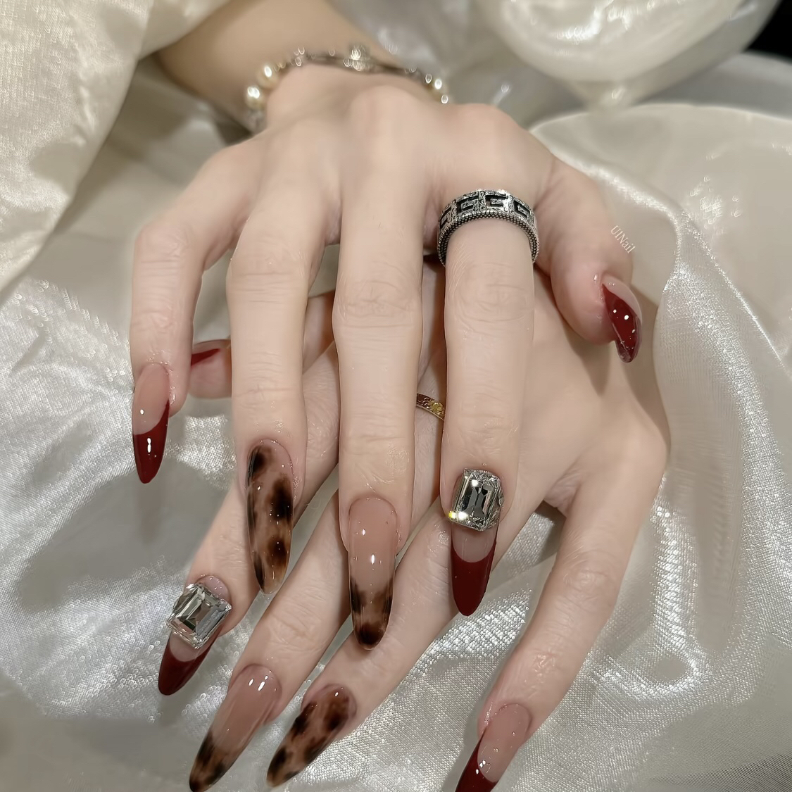 【红琥珀】纯手工中长款显白高级感穿戴甲美甲贴片