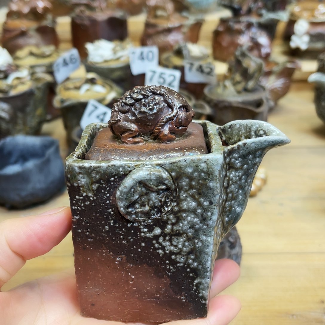 杯柴烧粗陶手捏宝瓶