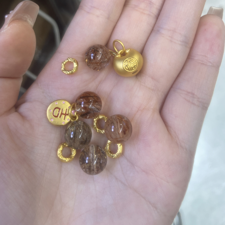 足金999黑金超小胖福盘缠手串平安喜乐时尚轻奢百搭精美金手链