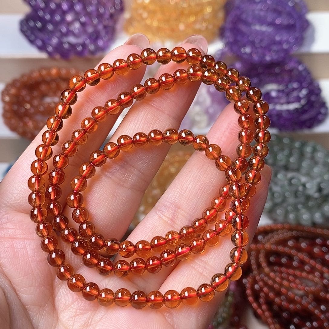 未镶嵌手链石榴石（芬达石）三圈手链