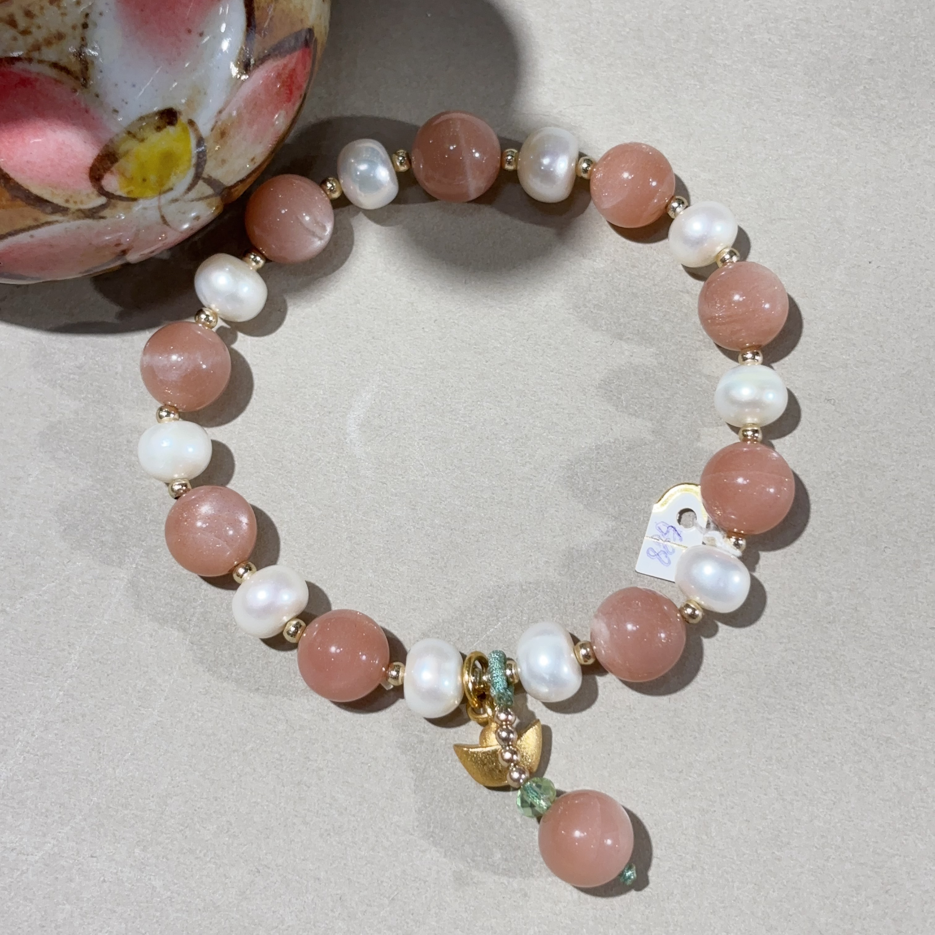 珍珍桃花天然粉晶珍珠手链招桃花转运小金宝吊坠原创设计女