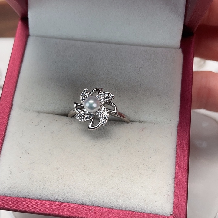 淡水珍珠戒指银S925镶嵌敏*
