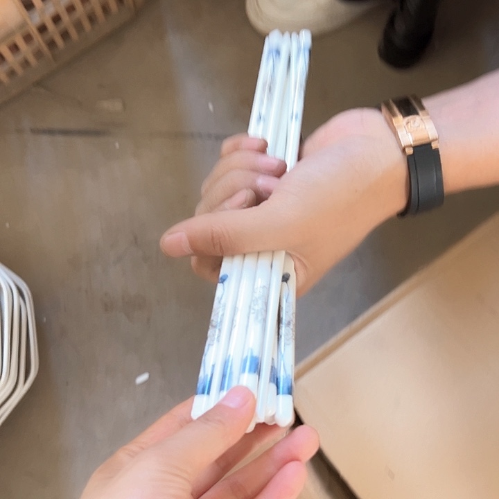 正品 荷花陶瓷筷子10双送1个饭铲