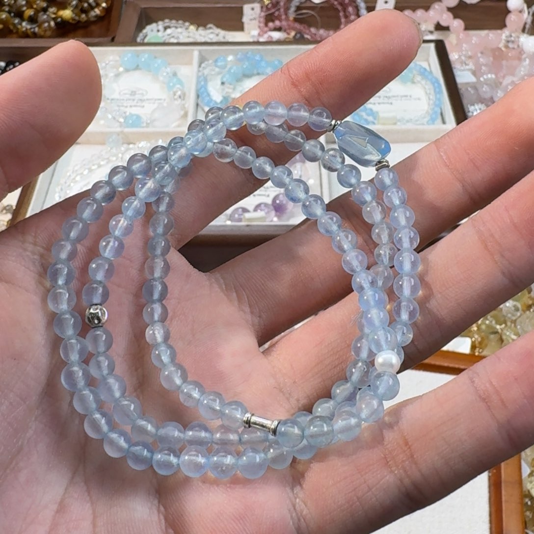 水晶手串未镶嵌海蓝宝