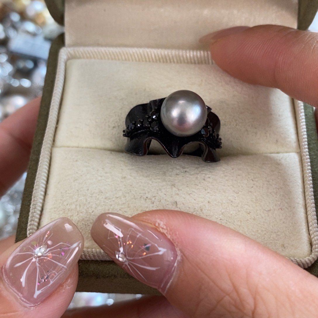 海水珍珠戒圈银S925镶嵌