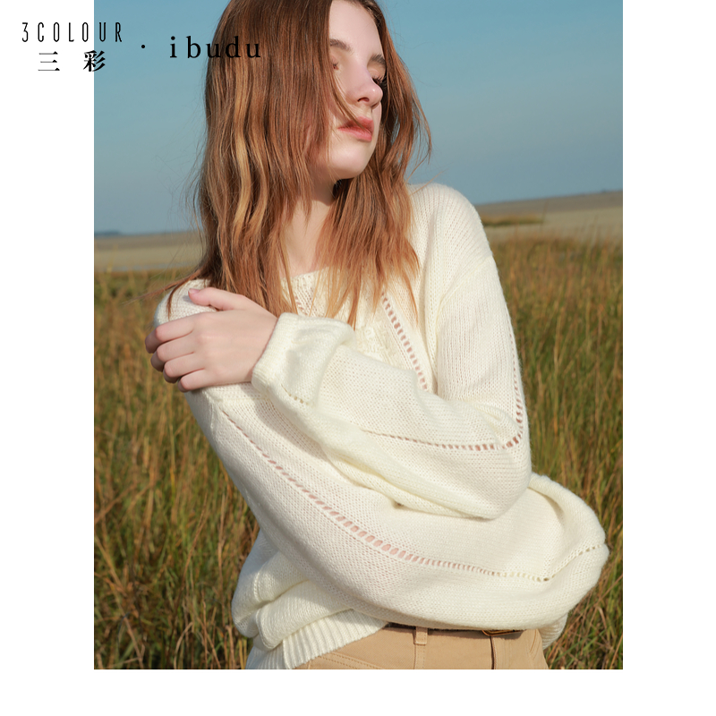 【小北专属】三彩ibudu2025春季新款镂空花朵蕾丝灯笼dbx