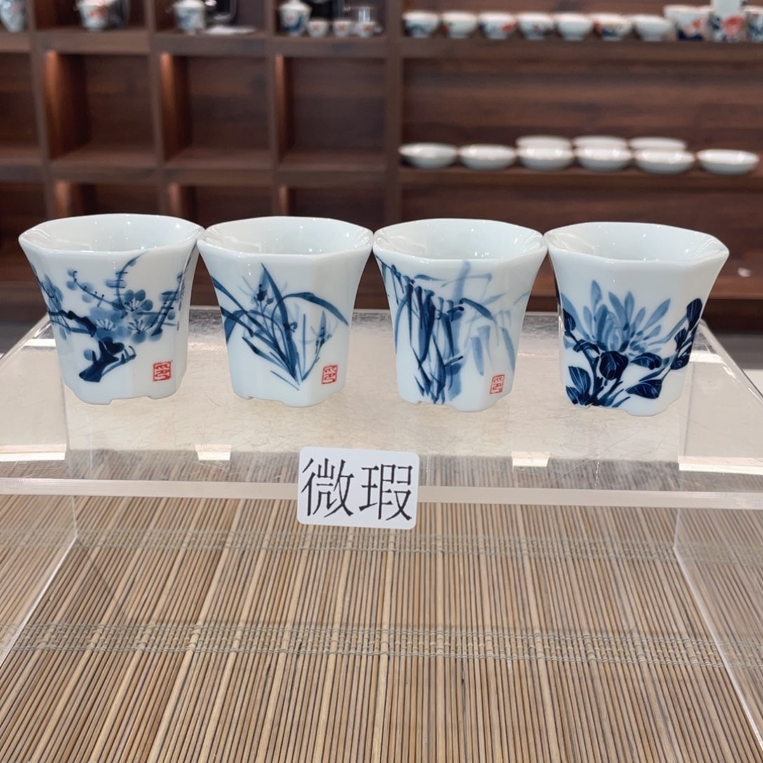 釉下手绘茶具微瑕