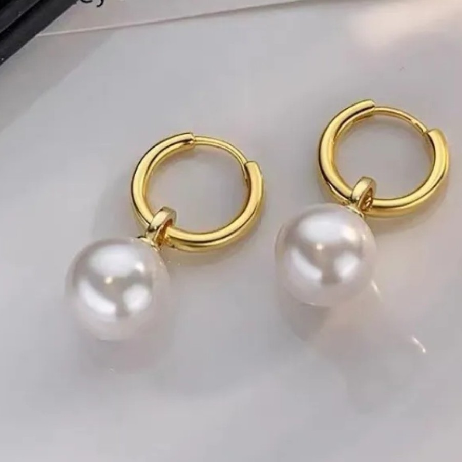 天然淡水珍珠12-13mm正圆极光亦菲同款一款三戴耳扣耳饰R995