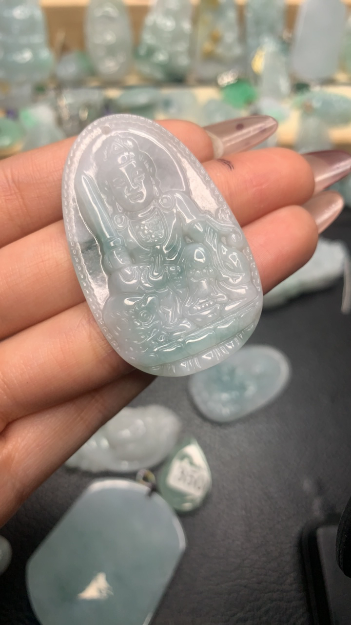 天然翡翠文殊菩萨吊坠