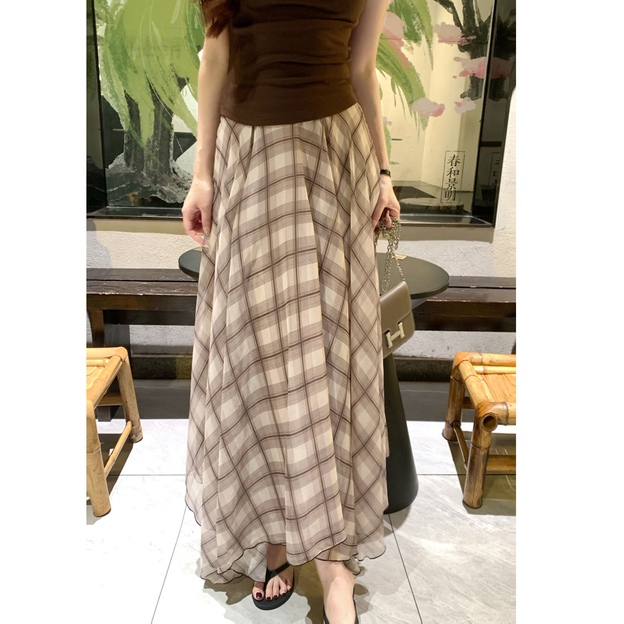 SZA【陌上花开】夏季新款韩系欧若风格纹高腰显瘦包臀半身裙A-1794