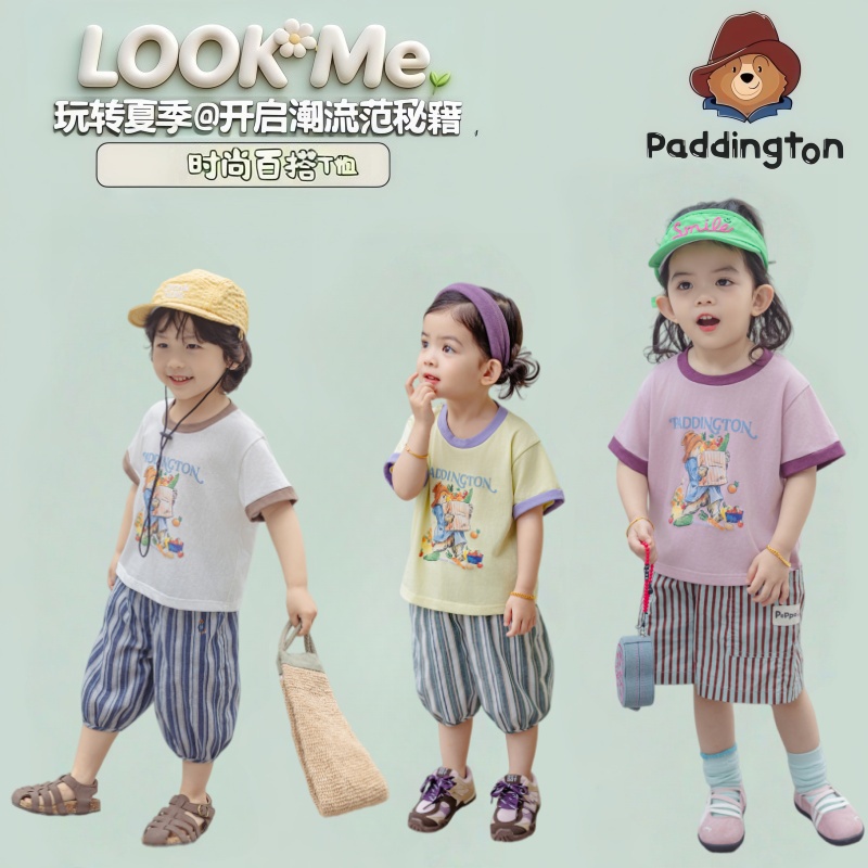 PADDINGTON/帕丁顿熊儿童夏季新款洋气卡通T恤舒适百搭短袖26615
