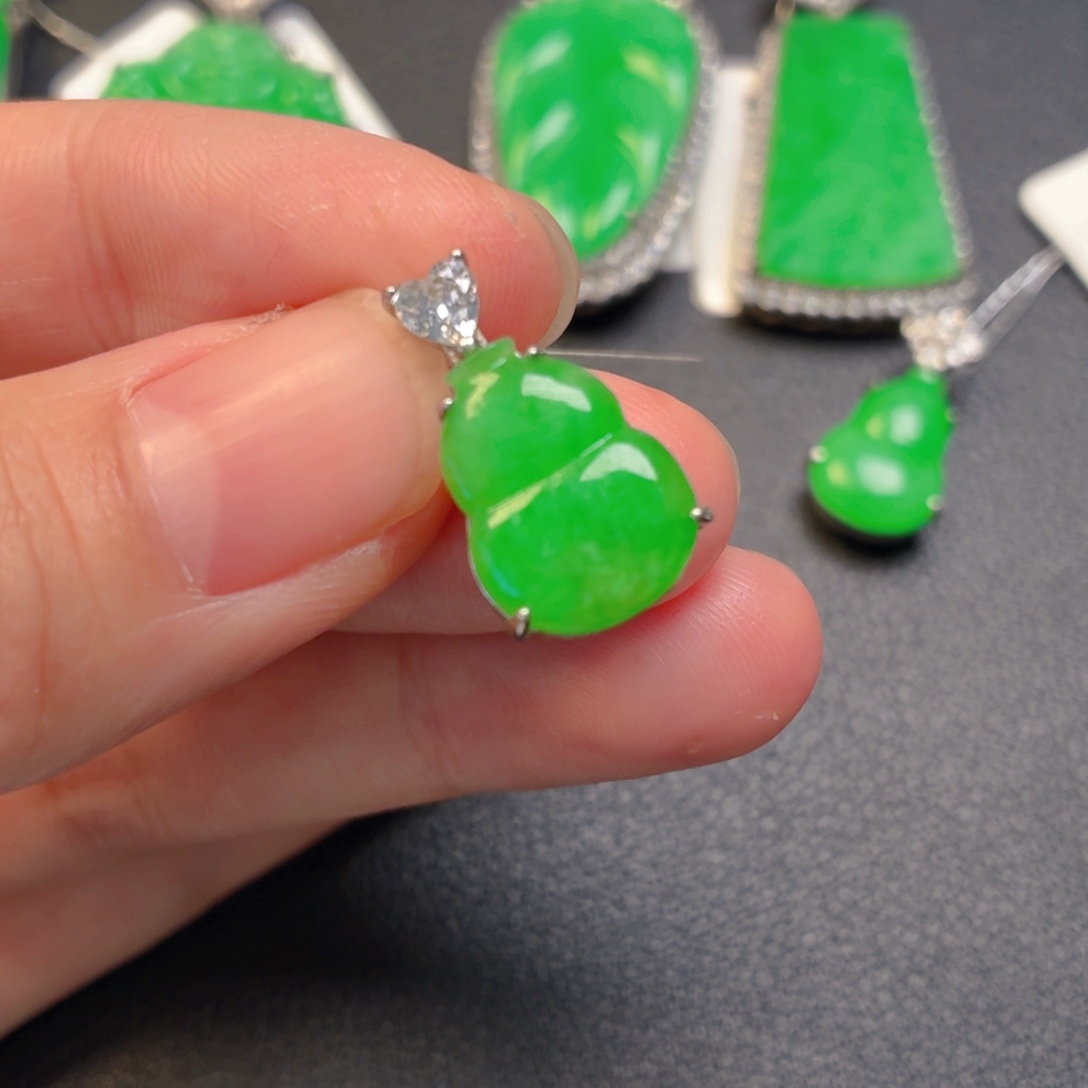 翡翠银S925镶嵌吊坠(不含链)