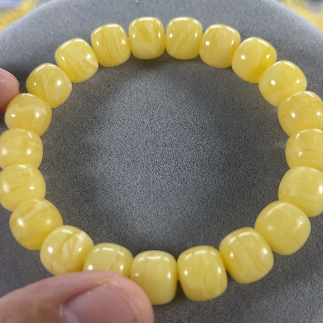 蜜蜡手串未镶嵌纯天然俄料白花虎皮