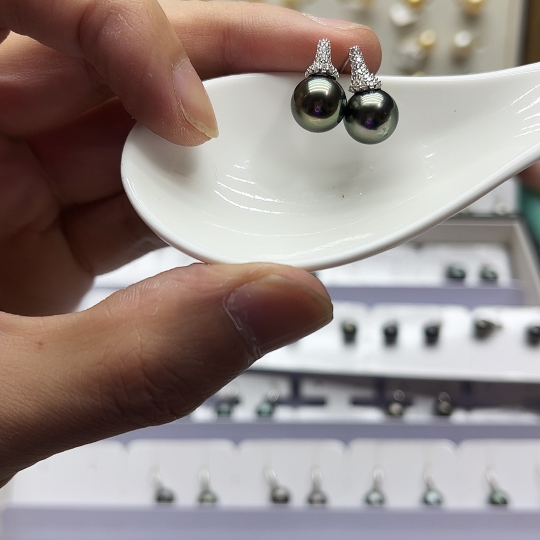 海水珍珠耳饰银S925镶嵌