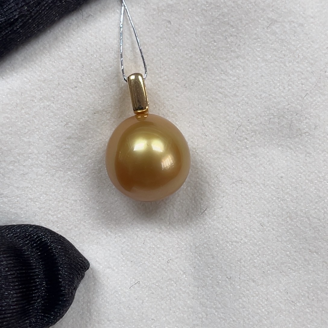 海水珍珠吊坠(不含链)18K金镶嵌13.5mm