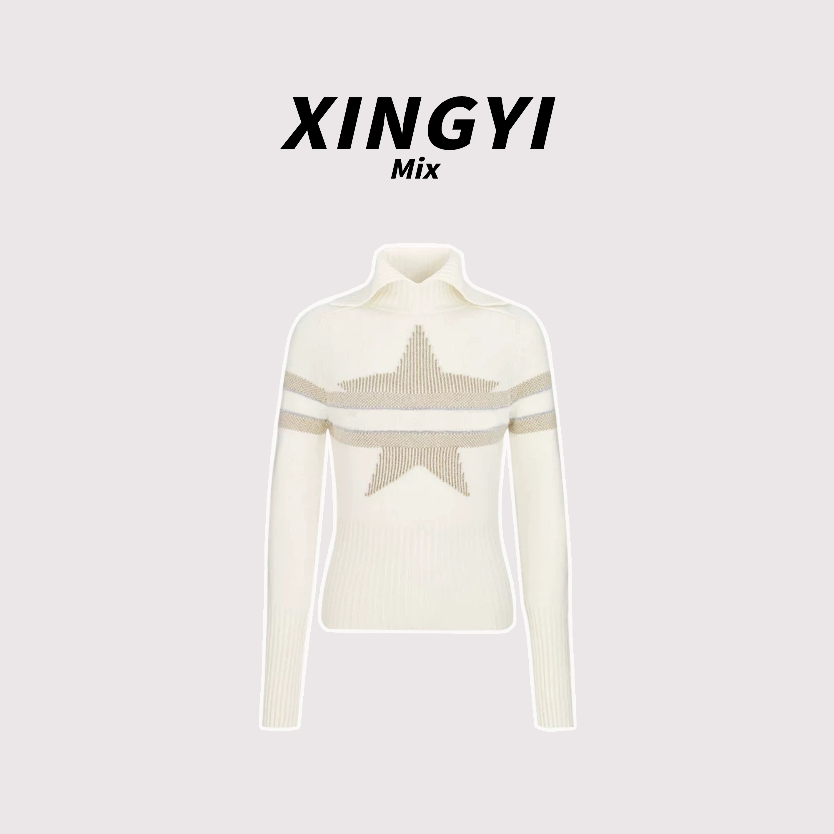 『XINGYI』滑雪系列五角星高级质感翻领针织衫毛衣XY9522