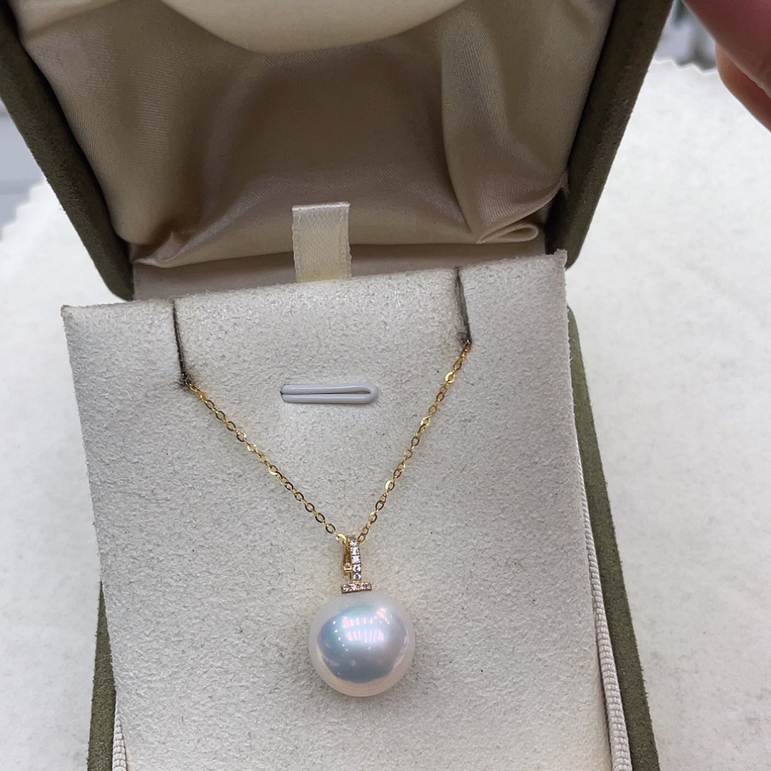 淡水珍珠吊坠(赠链)未镶嵌13-14mm 爱迪生奶嘴扣