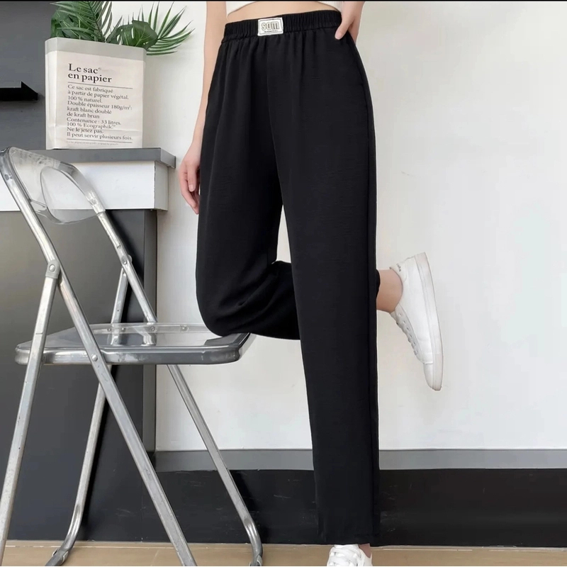 新款夏季女裤气质皱哈伦裤修身韩版高腰宽松型休闲裤舒适