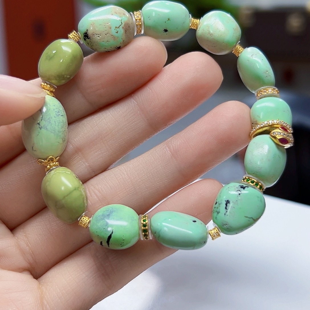 绿松石珠宝奇石18K金镶嵌