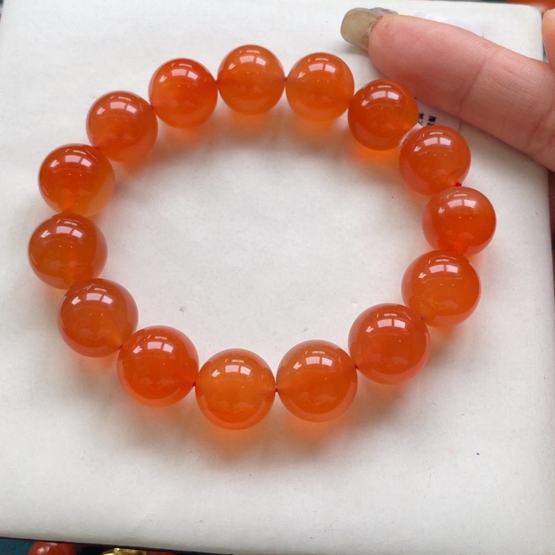 南红玛瑙未镶嵌保山南红冰红单圈14+mm