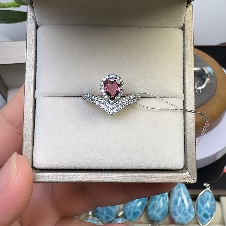 烟晶戒指银S925镶嵌