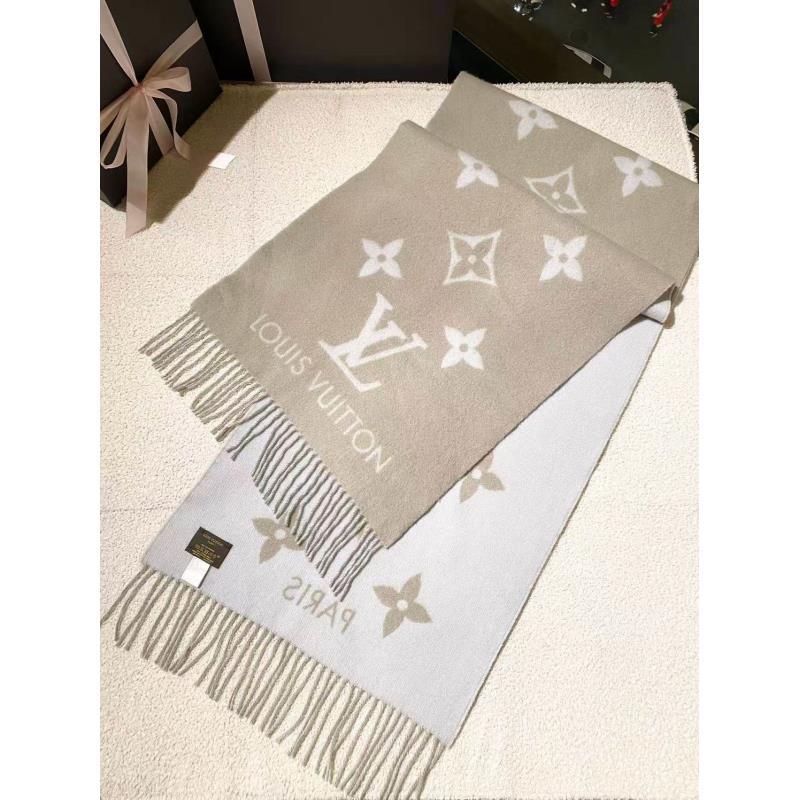 95新 LouisVuitton/路易威登  qq1072 山羊绒 老花满印围巾 均码