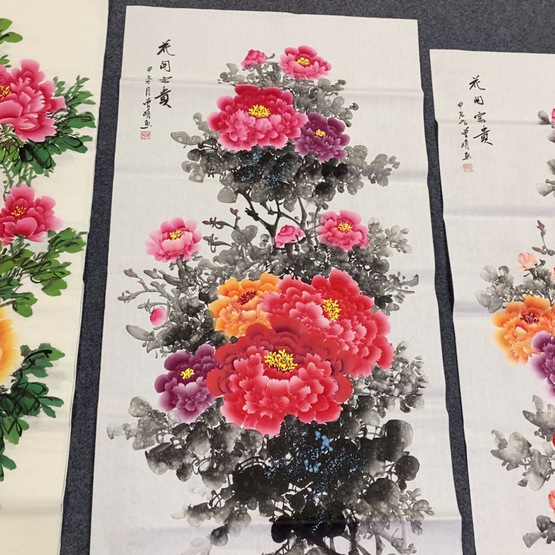 国画尺寸140✖️70四尺手绘牡丹