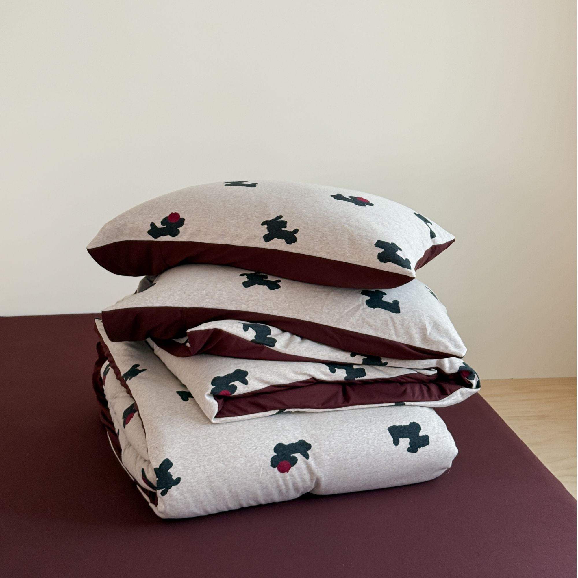 费尔岛风加厚保暖全棉色织针织棉提花四件套裸睡柔软230g雪纳瑞