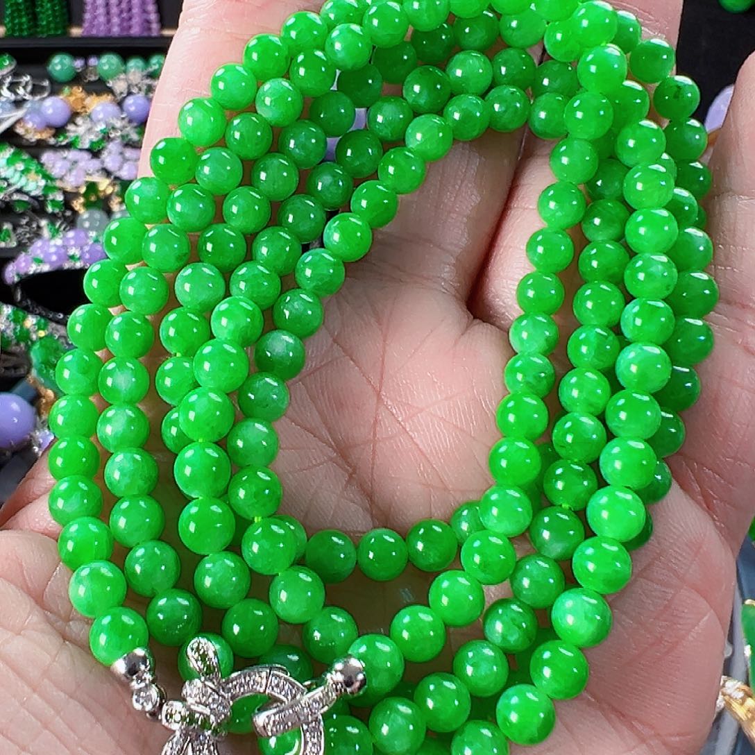 翡翠颈饰18K金镶嵌签收后24小时鉴赏期