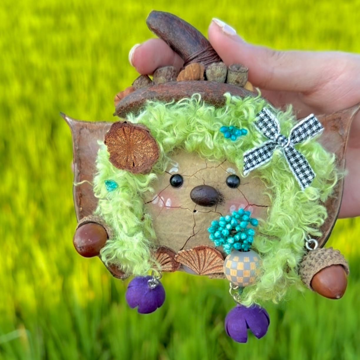（防拍价）榼藤豆荚手工diy绿色精灵挂件