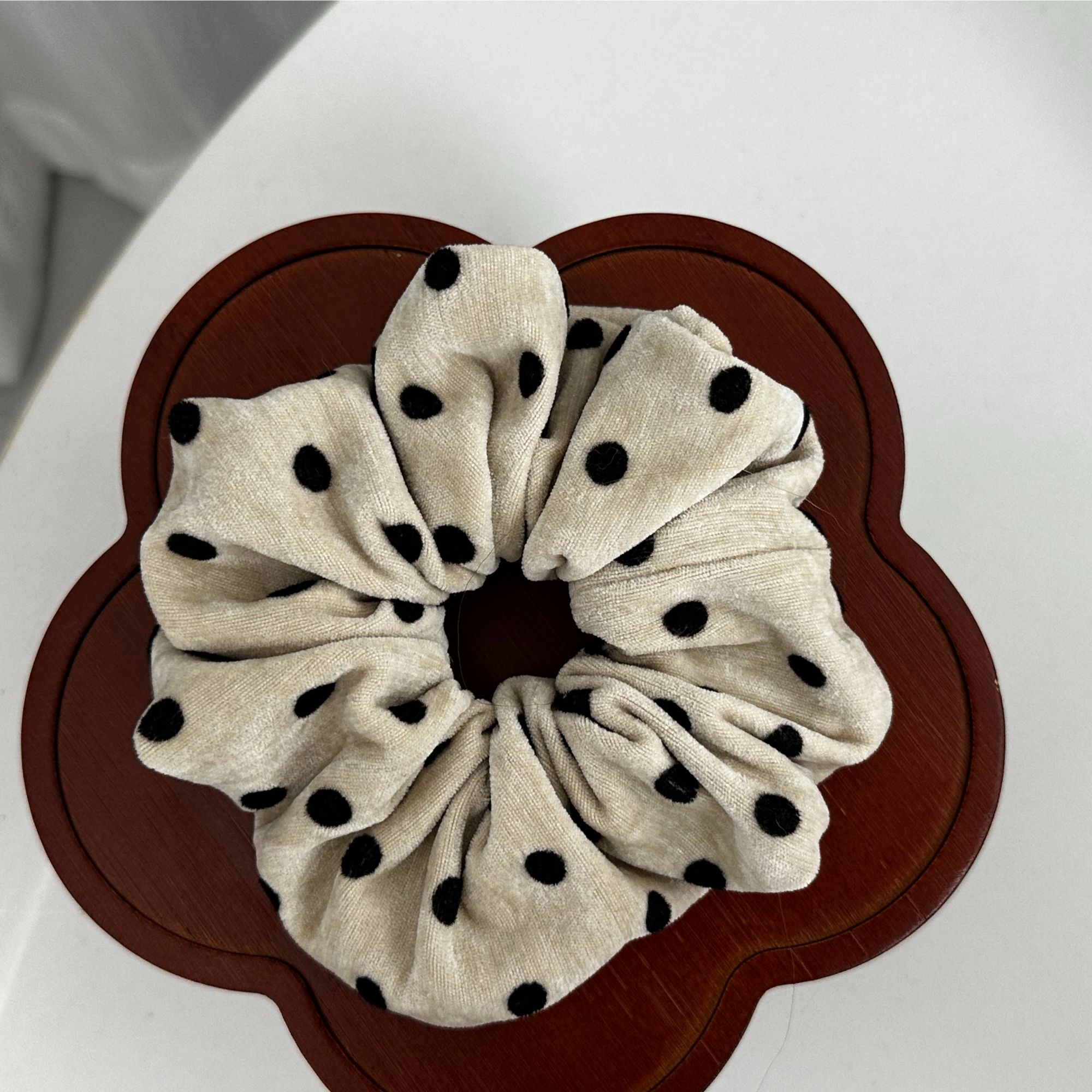 气质短绒波点大肠发圈韩系女秋冬高弹力扎发皮筋