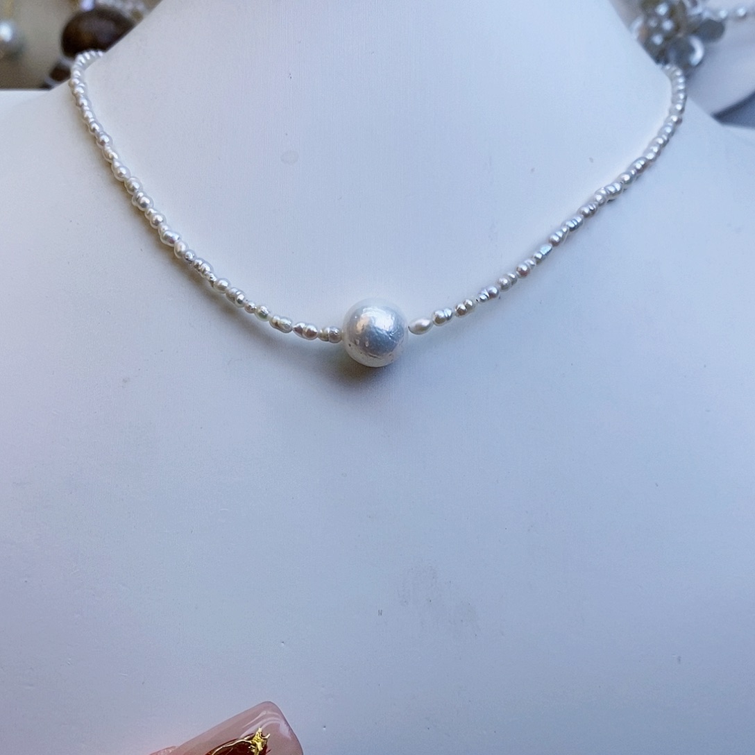 淡水珍珠颈饰银S925镶嵌