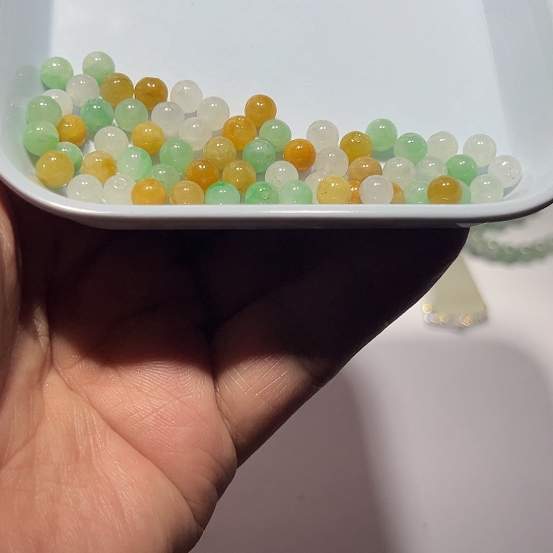 翡翠未镶嵌耳饰翡翠多色珠子