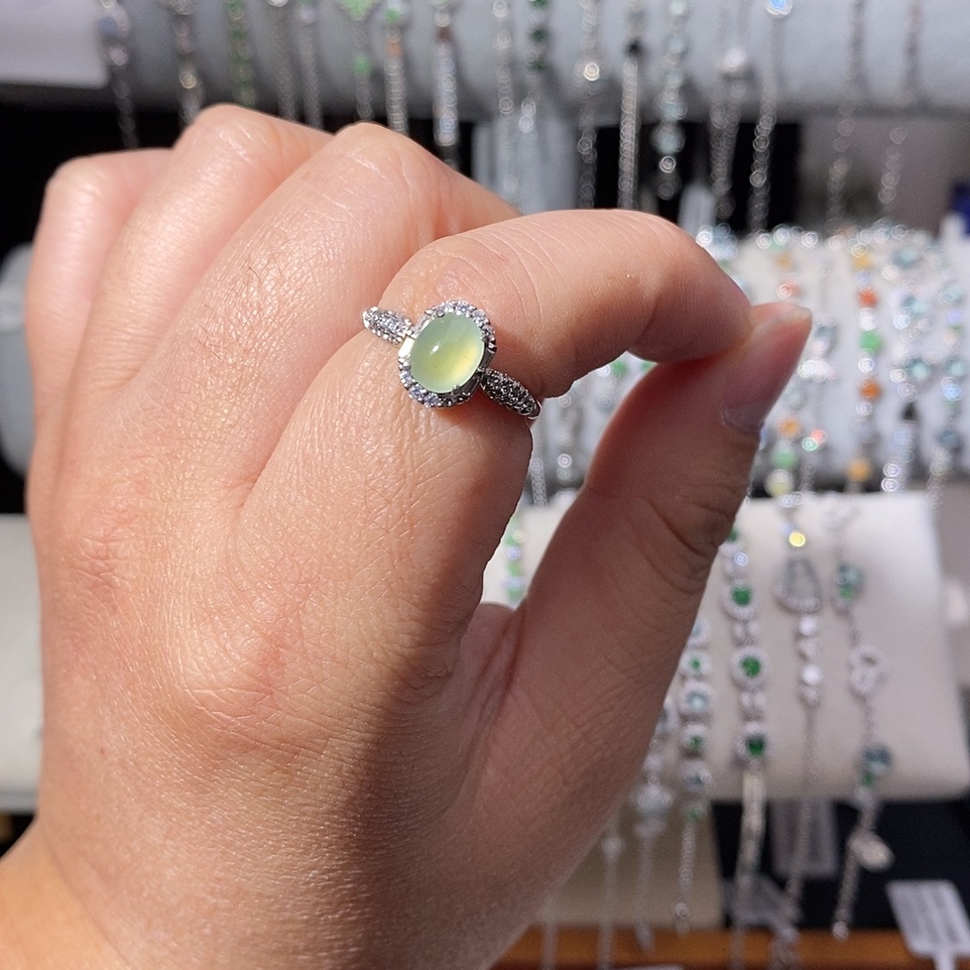 翡翠银S925镶嵌戒指