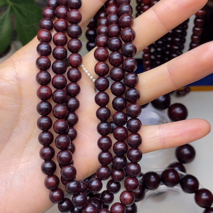 香***清黄花梨/降香黄檀红降花梨公0.8-108粒圆珠土埋手串